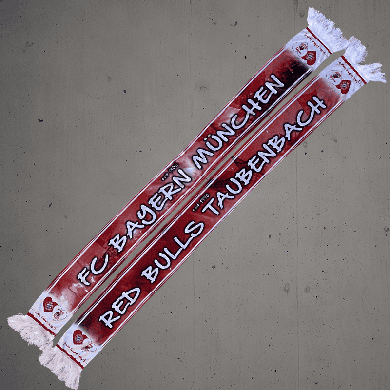 Rote Fußballschals FC Bayern München und Red Bulls Taubenbach.