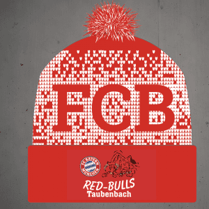FCB Rot-Bulls Taubenbach Fanmütze mit Fanshop-Logo, für Fans des Fußballclubs.